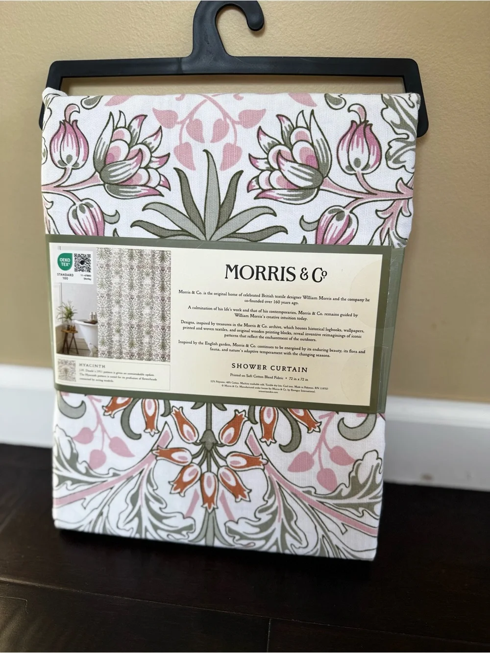 Hyacinth Pink & Sage Shower Curtain